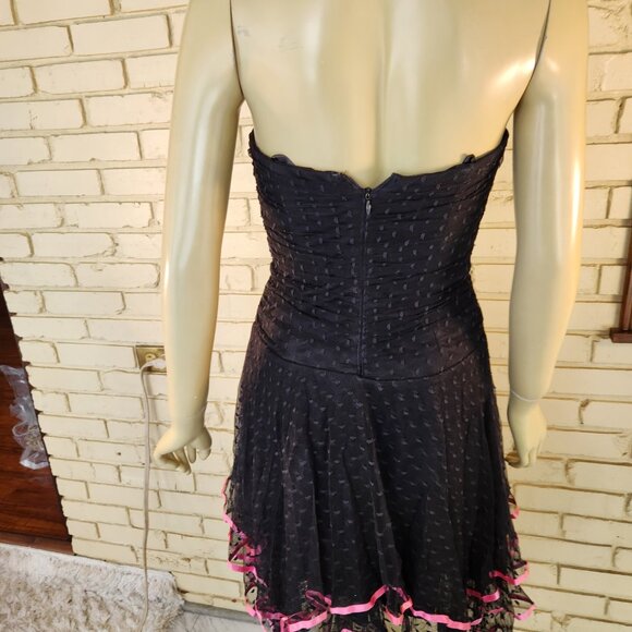 Euc Cache Womens Black Lace Strapless Dress Asymmetrical Size 6 - Picture 5 of 6